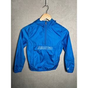 Starter Storm Star Blue‎ Hooded Half Zip Windbreaker Jacket Kids Size Small
